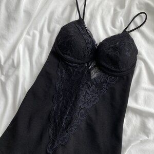 privy Black Lace Bustier Bodysuit - Tie Bodysuit